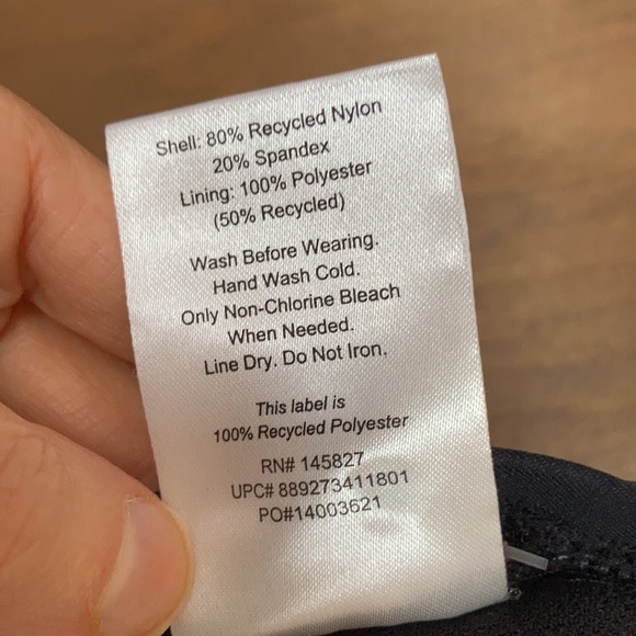 Relisted Ecobeach one piece high neck black w floral printed swimsuit S L XL - Picture 10 of 13